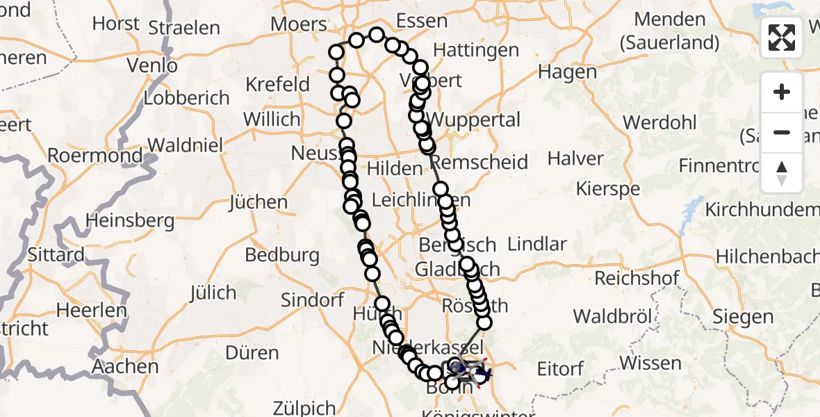 Routekaart van de vlucht: Polizeihubschrauber nach Sankt Augustin, Eckenerstraße