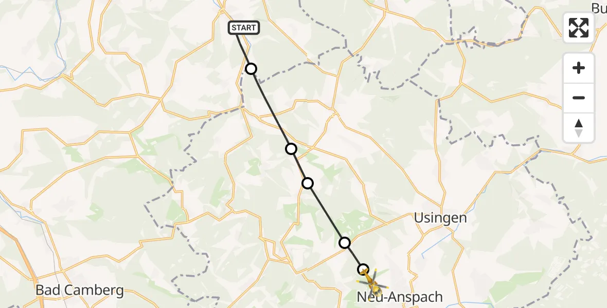 Routekaart van de vlucht: Rettungshubschrauber nach Neu-Anspach, Brombacher Weg