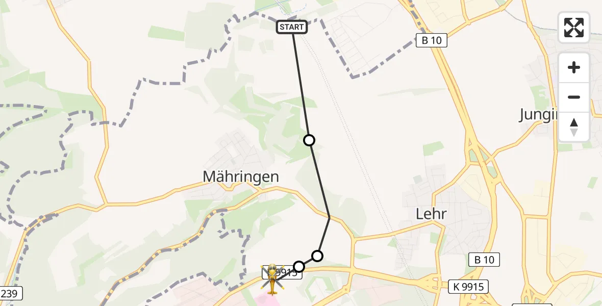 Flugroute Rettungshubschrauber Dornstadt - ADAC Air Rescue Station Ulm (Christoph 22), 23 Februar 2026, 12:48