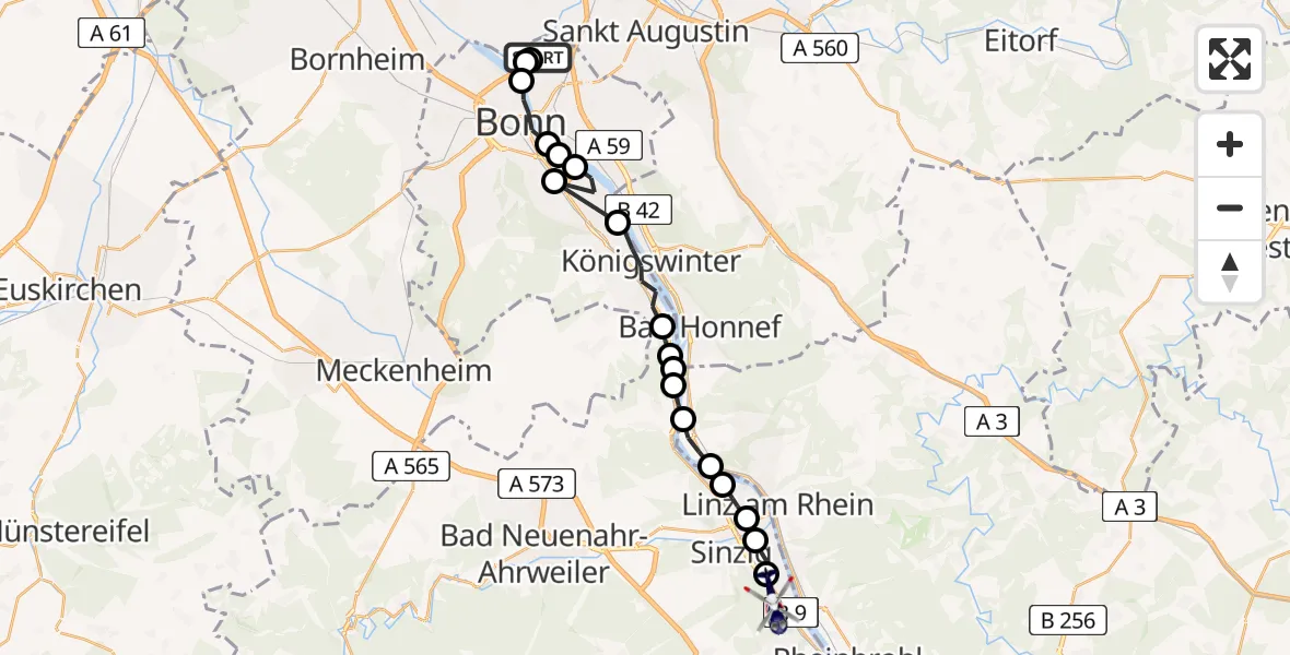 Routekaart van de vlucht: Polizeihubschrauber nach Bad Breisig, Am Maar