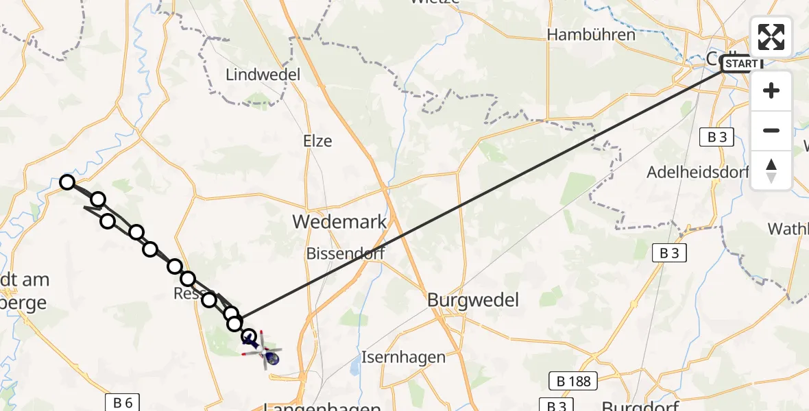 Flugroute Polizeihubschrauber Celle - Hannover Airport, 23 Februar 2026, 13:36