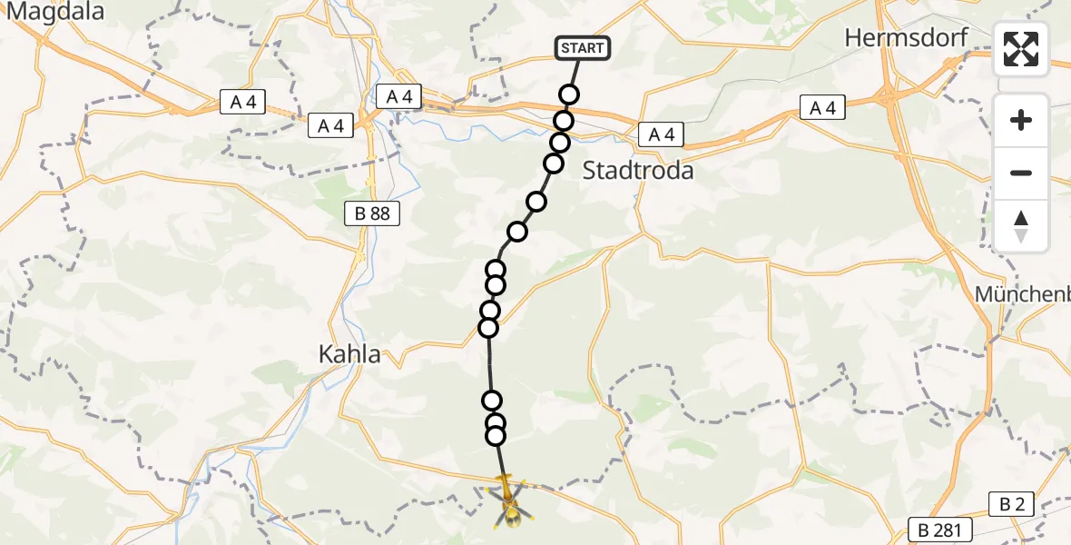 Flugroute Rettungshubschrauber Trockhausen - Langendembach, 23 Februar 2026, 13:38