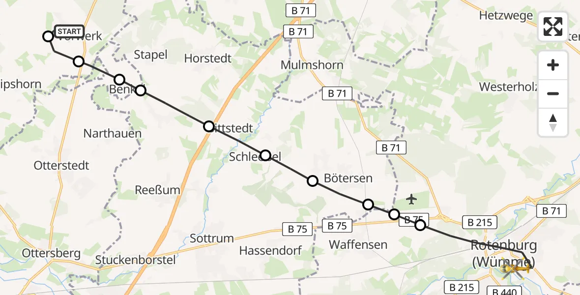 Routekaart van de vlucht: Rettungshubschrauber nach Rotenburg, Elise-Averdieck-Straße