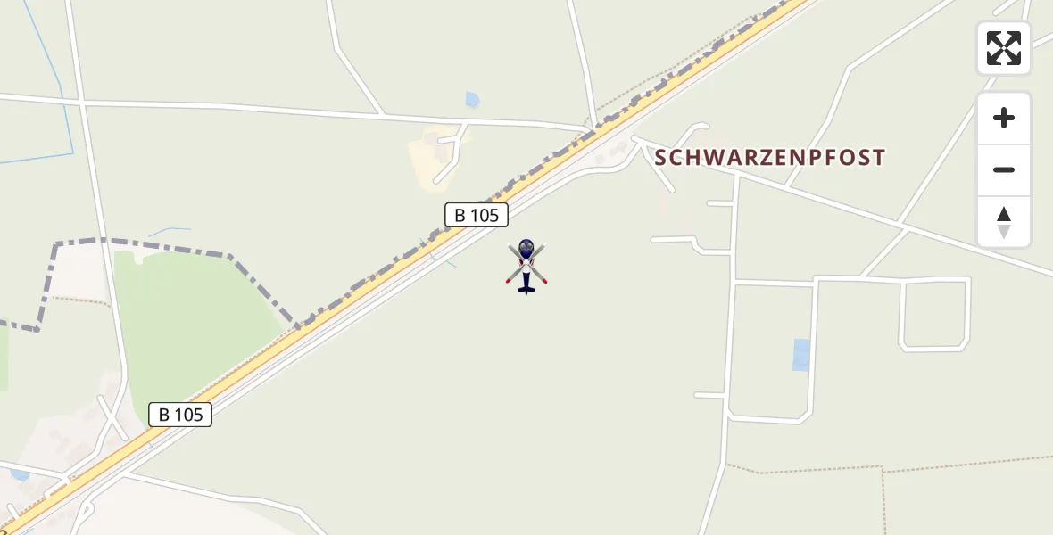 Flugroute Polizeihubschrauber Rövershagen - Rövershagen, 23 Februar 2026, 14:14