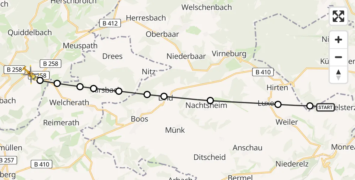 Routekaart van de vlucht: Ambulanzhubschrauber nach Nürburgring Heliport