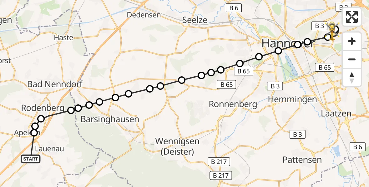 Flugroute Rettungshubschrauber Pohle - Hannover Air Rescue Heliport (Christoph 4), 23 Februar 2026, 15:47