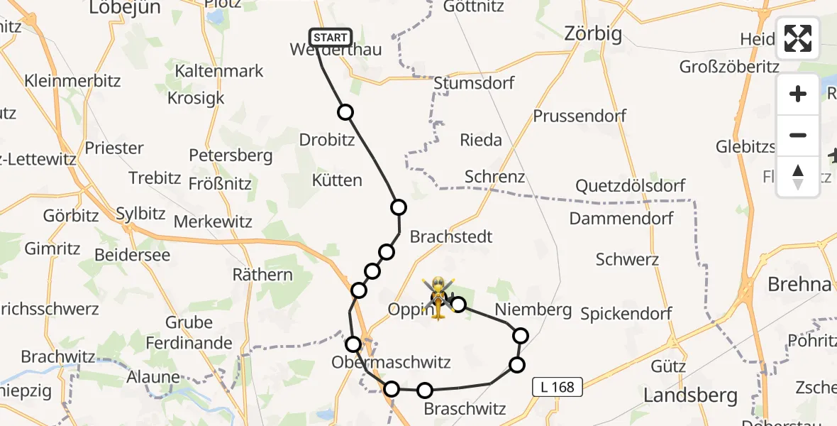 Routekaart van de vlucht: Ambulanzhubschrauber nach Landsberg, Zeppelin-Ring