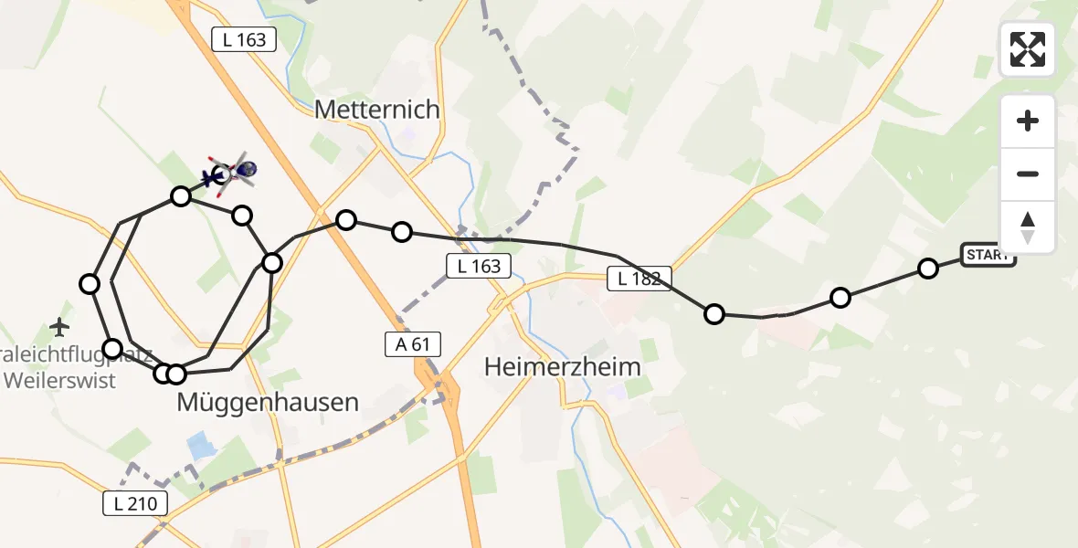 Flugroute Polizeihubschrauber Alfter - Metternich, 23 Februar 2026, 16:18