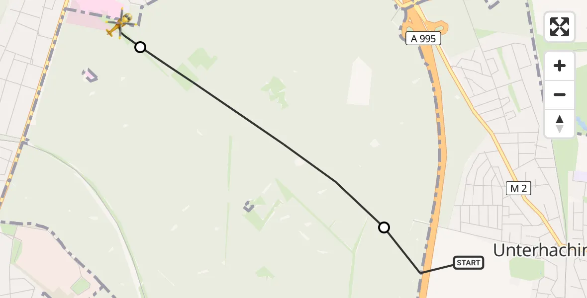 Routekaart van de vlucht: Rettungshubschrauber nach ADAC Air Rescue Center Heliport (Christoph 1)