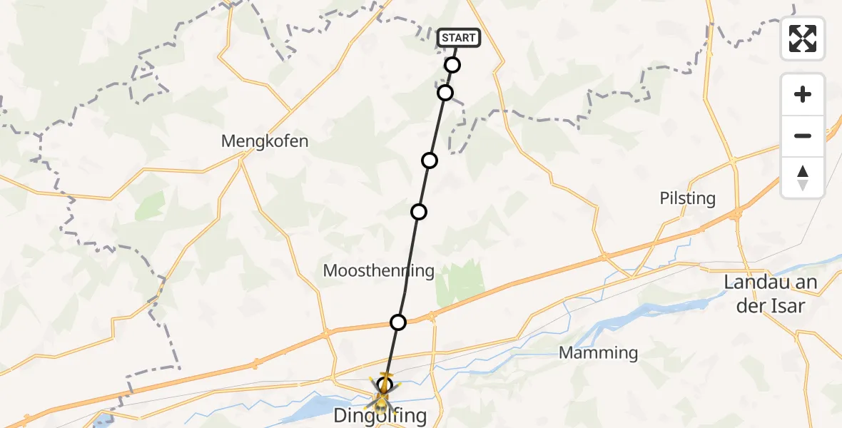 Routekaart van de vlucht: Rettungshubschrauber nach Dingolfing, Reichenberger Straße