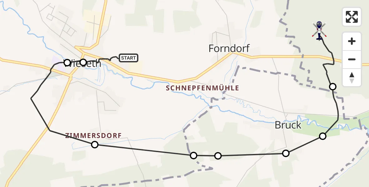 Flugroute Polizeihubschrauber Forndorf - Forndorf, 23 Februar 2026, 18:05