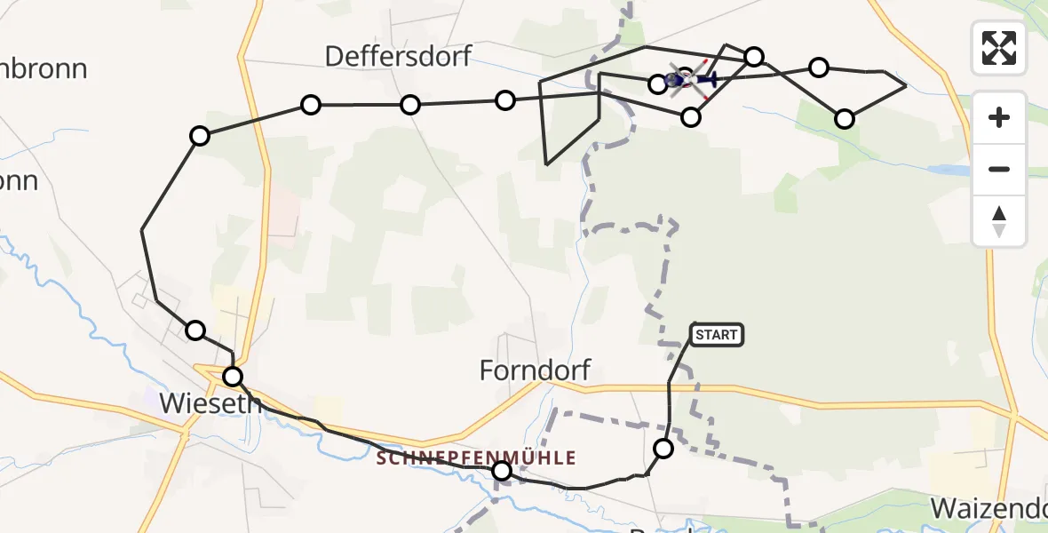 Routekaart van de vlucht: Polizeihubschrauber nach Reichenau, AN 54