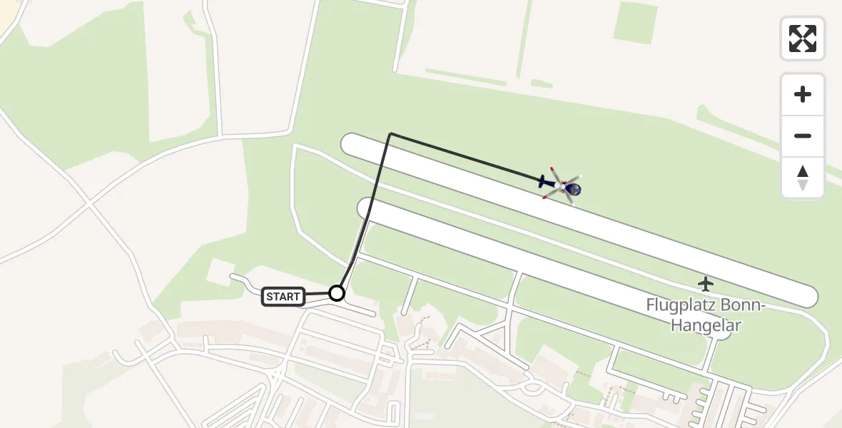 Routekaart van de vlucht: Polizeihubschrauber nach Bonn-Hangelar Airfield