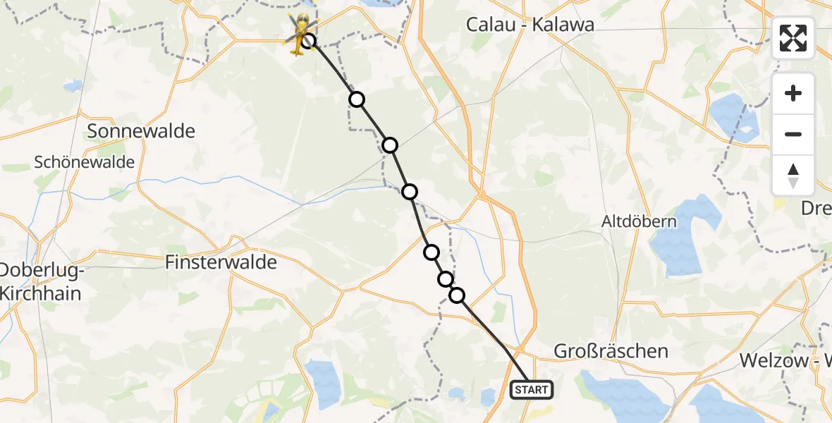 Routekaart van de vlucht: Rettungshubschrauber nach Crinitz, Hauptstraße