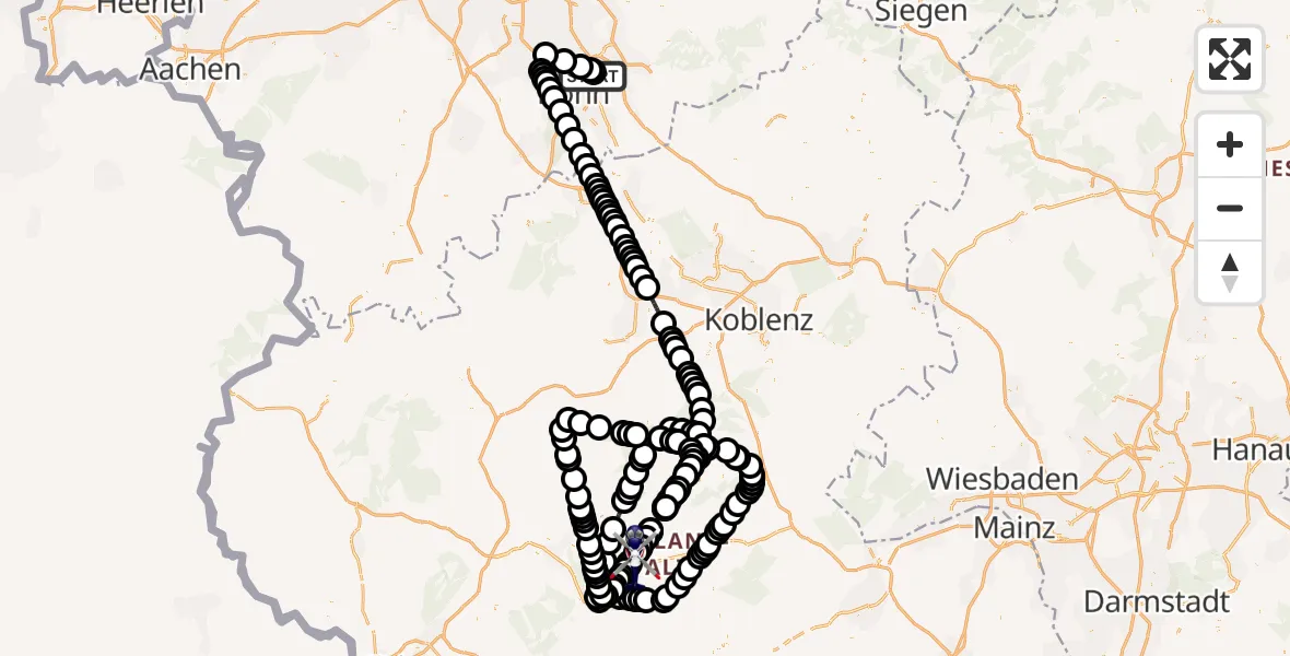Flugroute Polizeihubschrauber Sankt Augustin - Frankfurt-Hahn Airport, 24 Februar 2026, 07:50