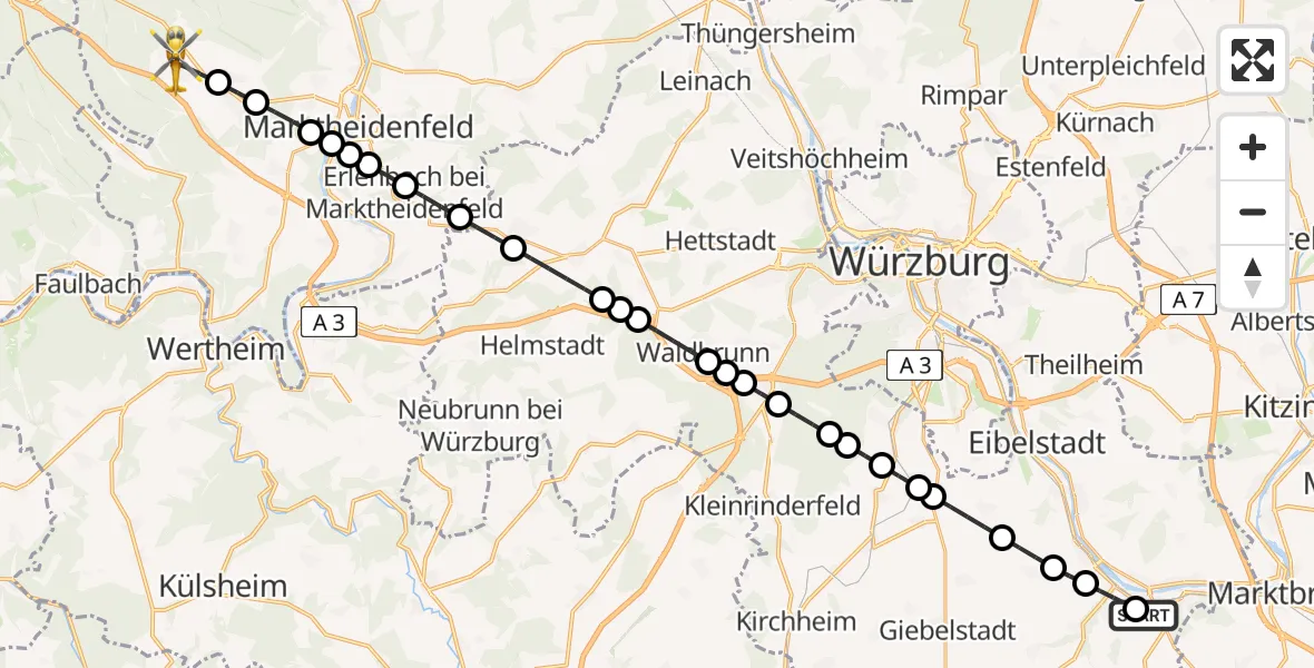 Routekaart van de vlucht: Rettungshubschrauber nach Oberndorf, Am Friedhof