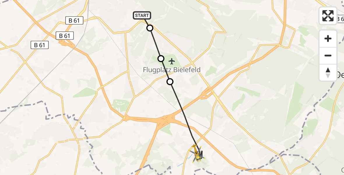 Flugroute Rettungshubschrauber Luftrettungszentrum Bielefeld - Bielefeld, 24 Februar 2026, 09:31