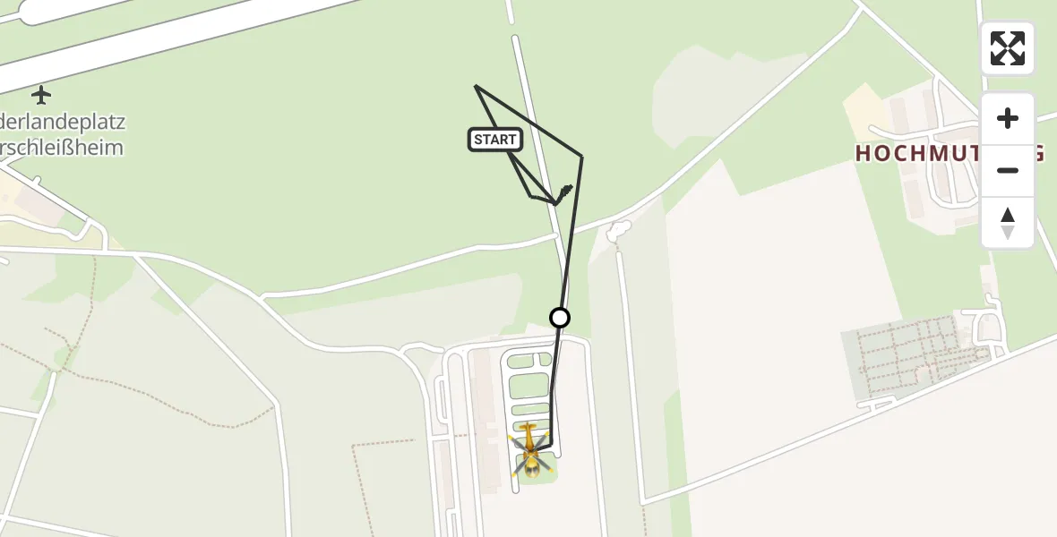 Flugroute Rettungshubschrauber Oberschleissheim Heliport - Oberschleißheim, 24 Februar 2026, 09:39