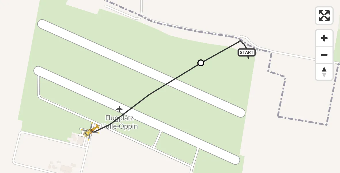 Flugroute Ambulanzhubschrauber Landsberg - Halle-Oppin Airfield, 24 Februar 2026, 10:09