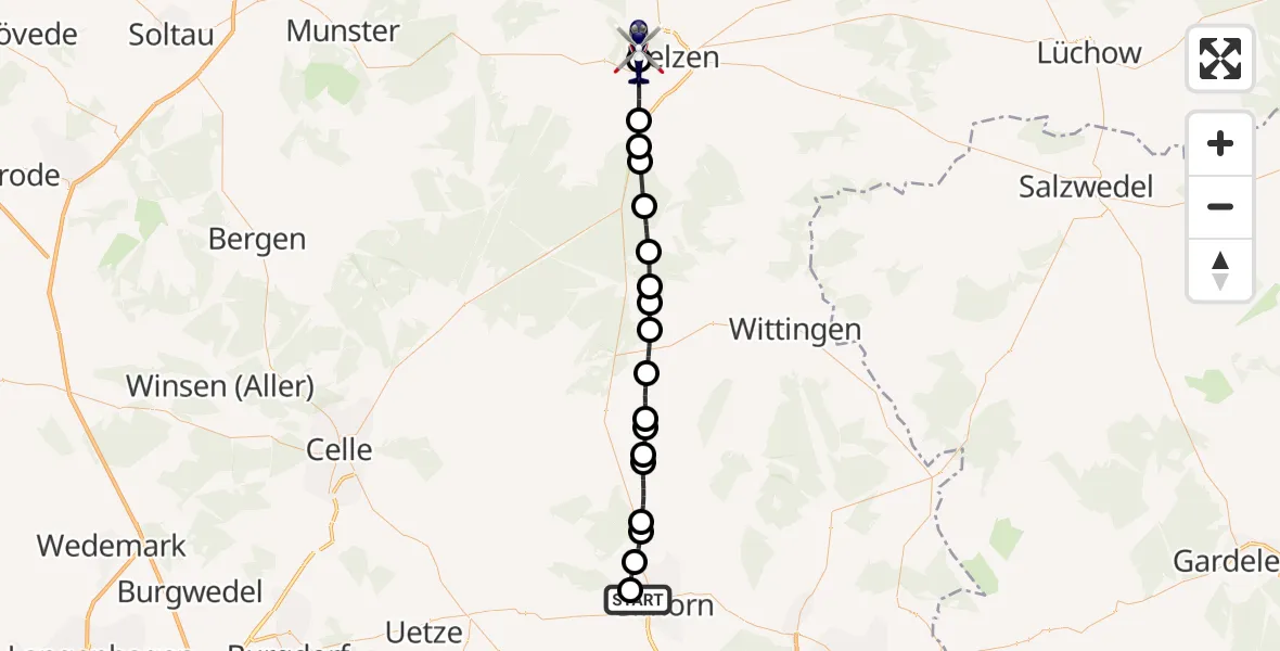 Flugroute Polizeihubschrauber Gifhorn Federal Police Heliport - Kirchweyhe, 24 Februar 2026, 10:58