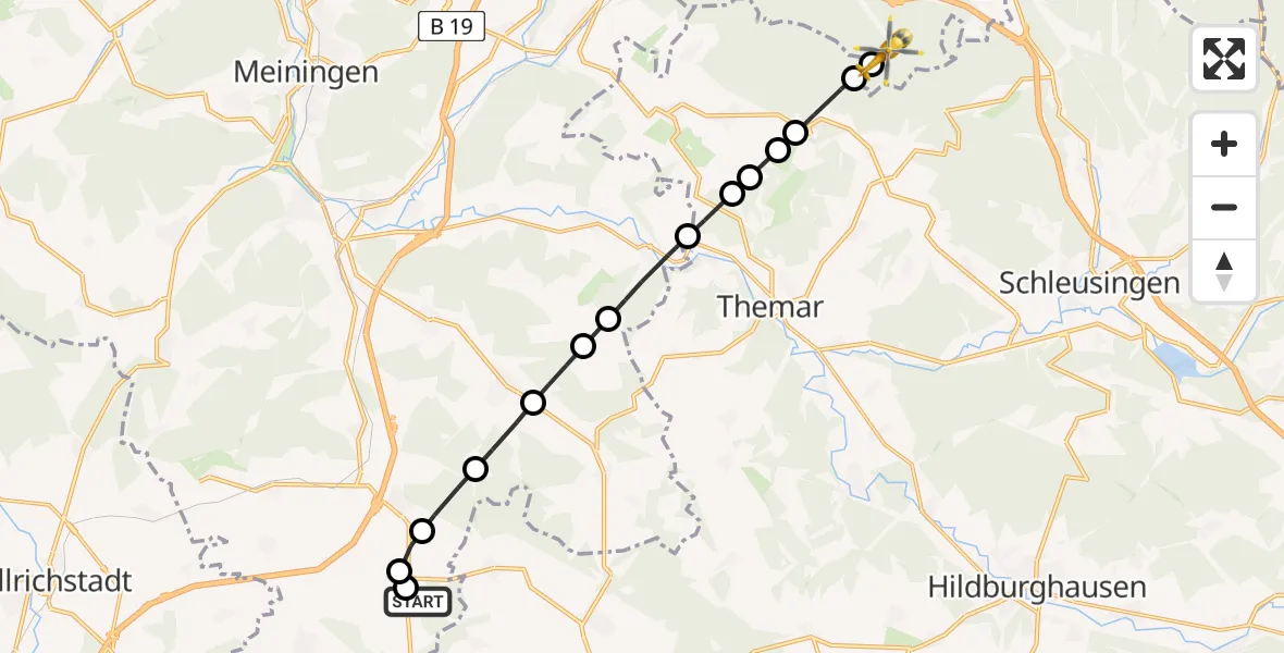 Flugroute Rettungshubschrauber Wolfmannshausen - Suhl, 24 Februar 2026, 11:42