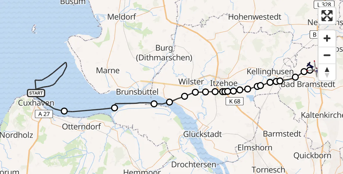 Routekaart van de vlucht: Polizeihubschrauber nach Wiemersdorf, Am Teich