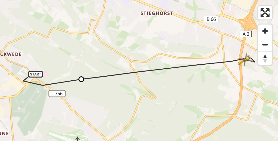 Flugroute Rettungshubschrauber Luftrettungszentrum Bielefeld - Bielefeld, 24 Februar 2026, 13:12