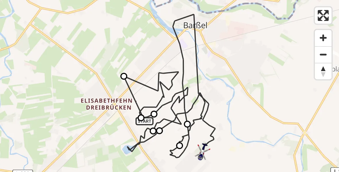 Flugroute Polizeihubschrauber Elisabethfehn - Elisabethfehn, 24 Februar 2026, 13:13