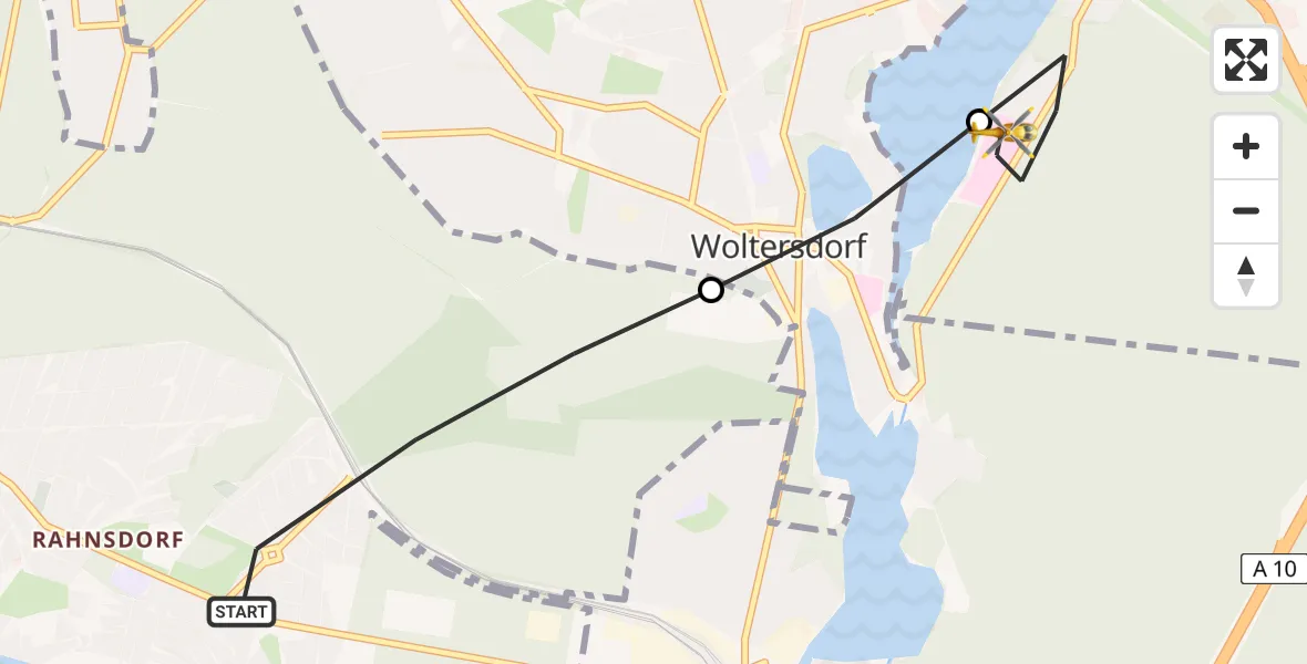 Flugroute Rettungshubschrauber Berlin - Rüdersdorf, 24 Februar 2026, 13:19