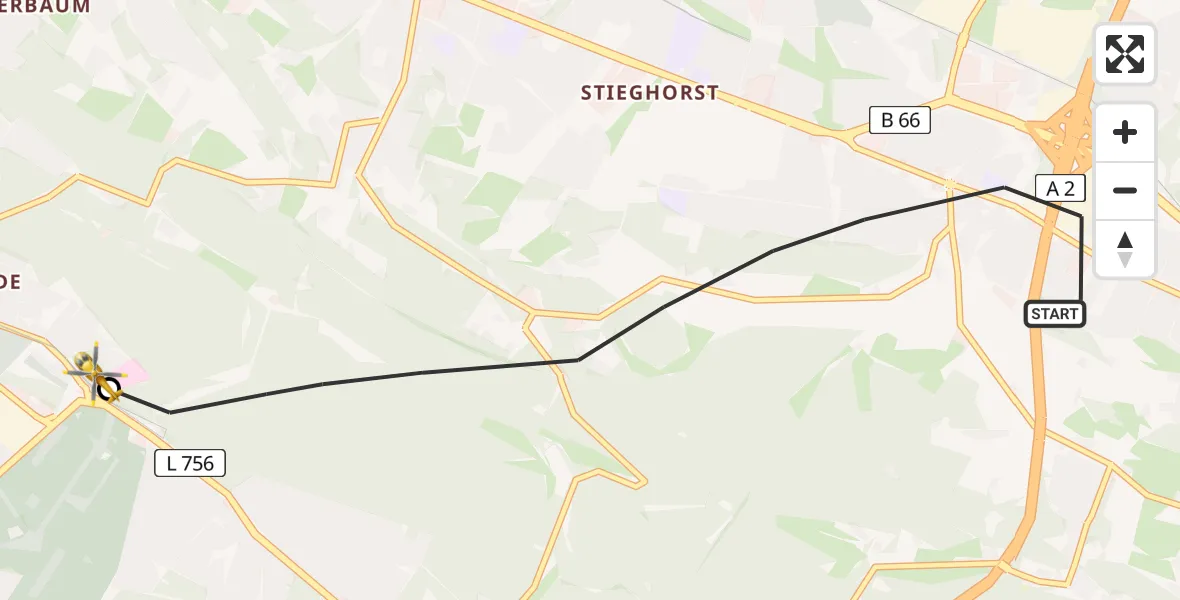 Routekaart van de vlucht: Rettungshubschrauber nach Luftrettungszentrum Bielefeld