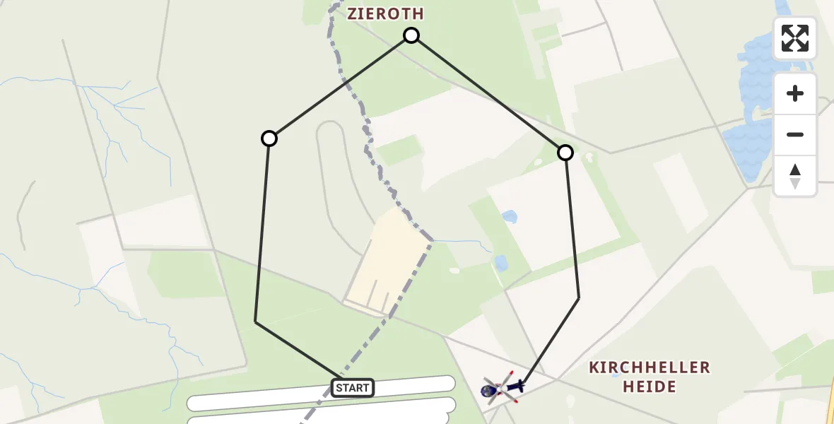 Flugroute Polizeihubschrauber Dinslaken-Schwarze Heide Airfield - Hardinghausen, 24 Februar 2026, 13:53