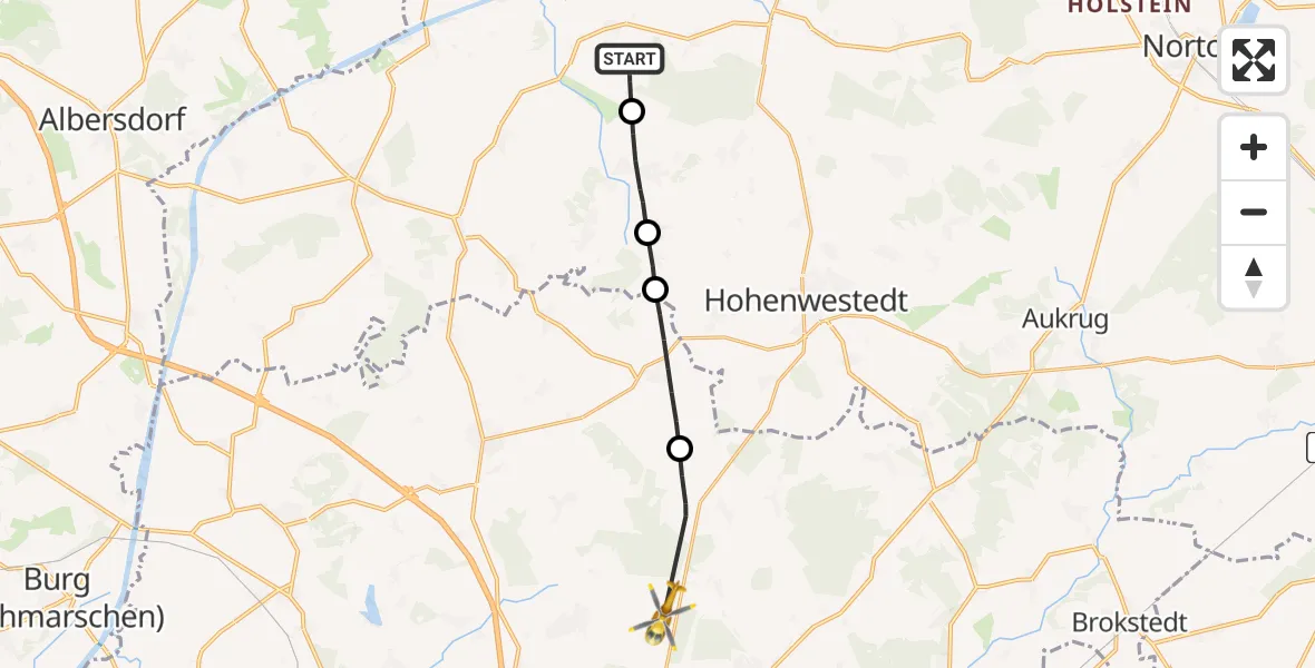 Routekaart van de vlucht: Rettungshubschrauber nach Itzehoe Hungriger Wolf Airfield