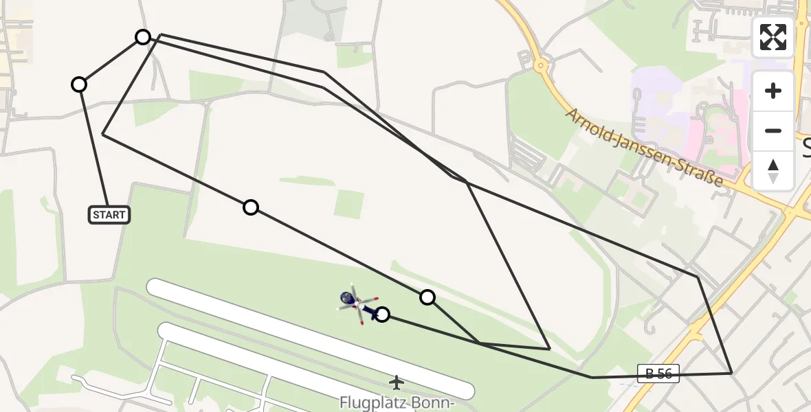 Routekaart van de vlucht: Polizeihubschrauber nach Bonn-Hangelar Airfield