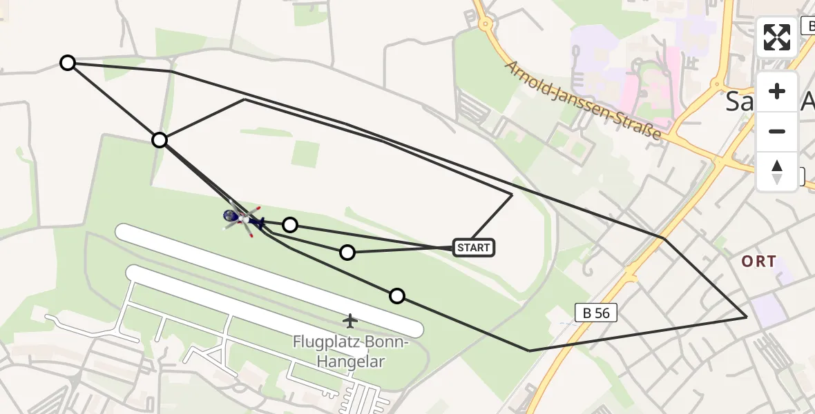 Flugroute Polizeihubschrauber Sankt Augustin - Bonn-Hangelar Airfield, 24 Februar 2026, 14:19