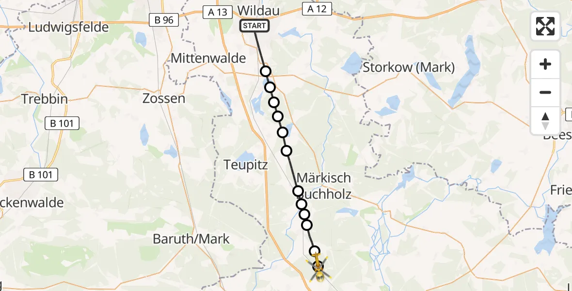 Routekaart van de vlucht: Rettungshubschrauber nach Schönwalde