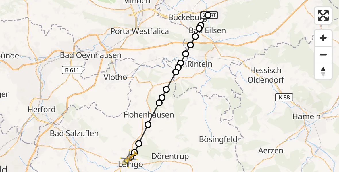 Flugroute Ambulanzhubschrauber Obernkirchen - Entrup, 24 Februar 2026, 16:46