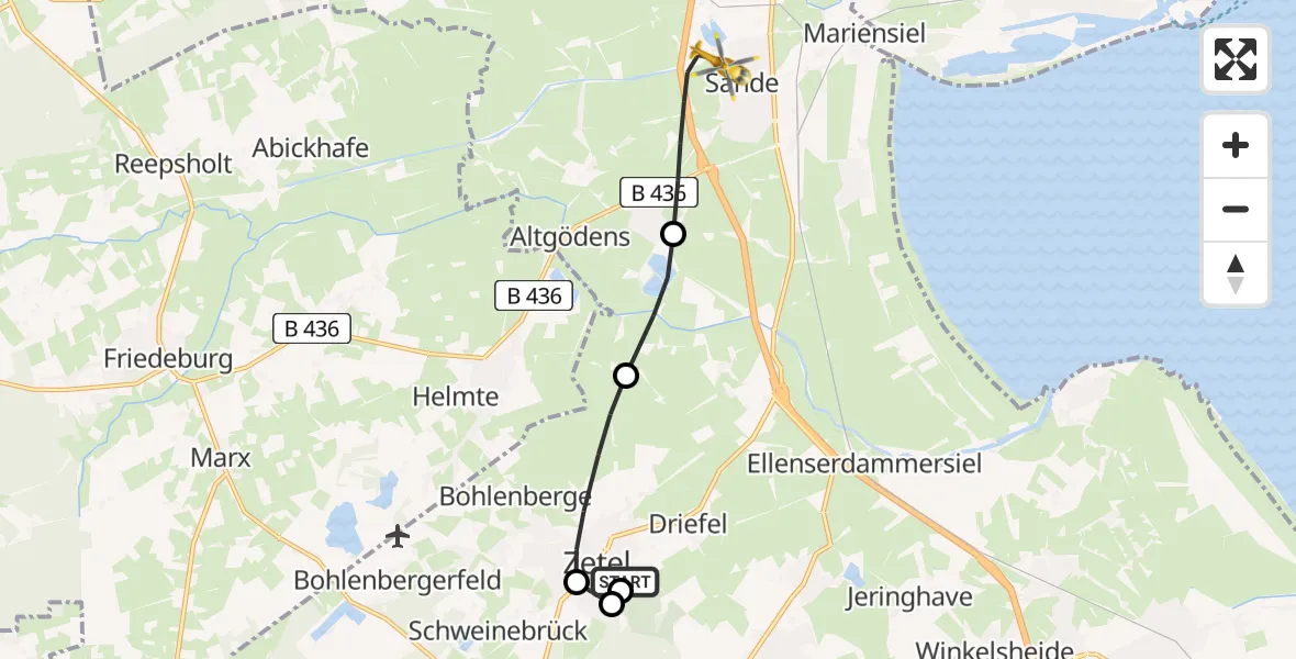 Routekaart van de vlucht: Rettungshubschrauber nach Sande, Am Gut Sanderbusch