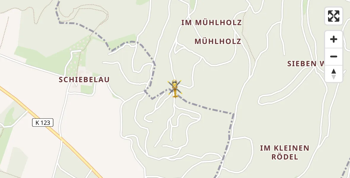 Flugroute Ambulanzhubschrauber Zöllnitz - Zöllnitz, 25 Februar 2026, 02:16