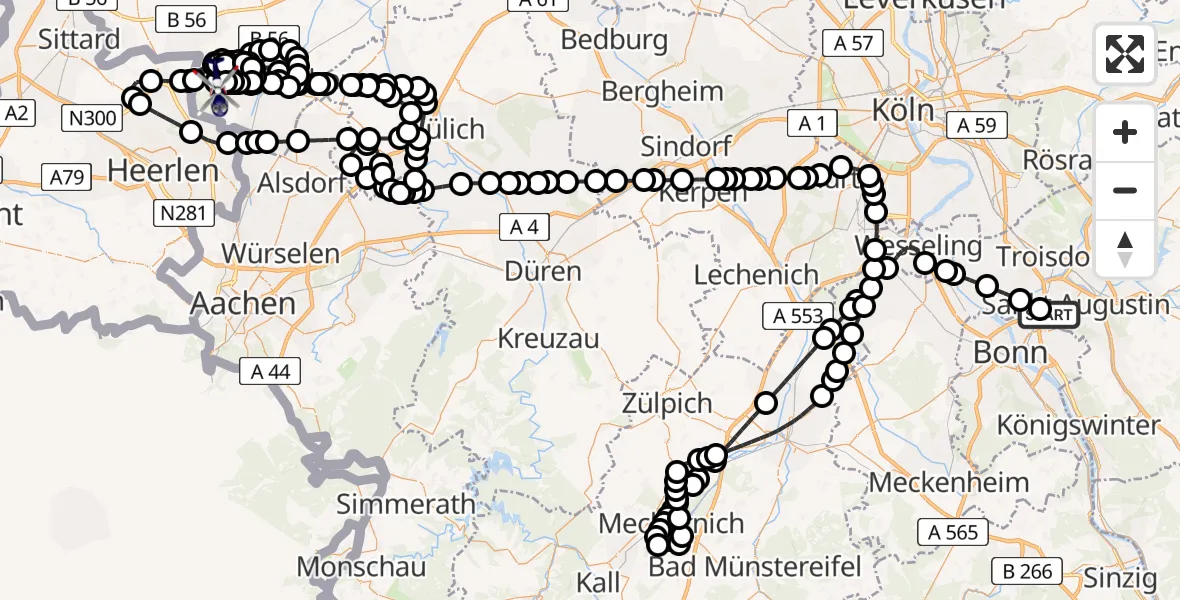 Routekaart van de vlucht: Polizeihubschrauber nach Geilenkirchen Air Base