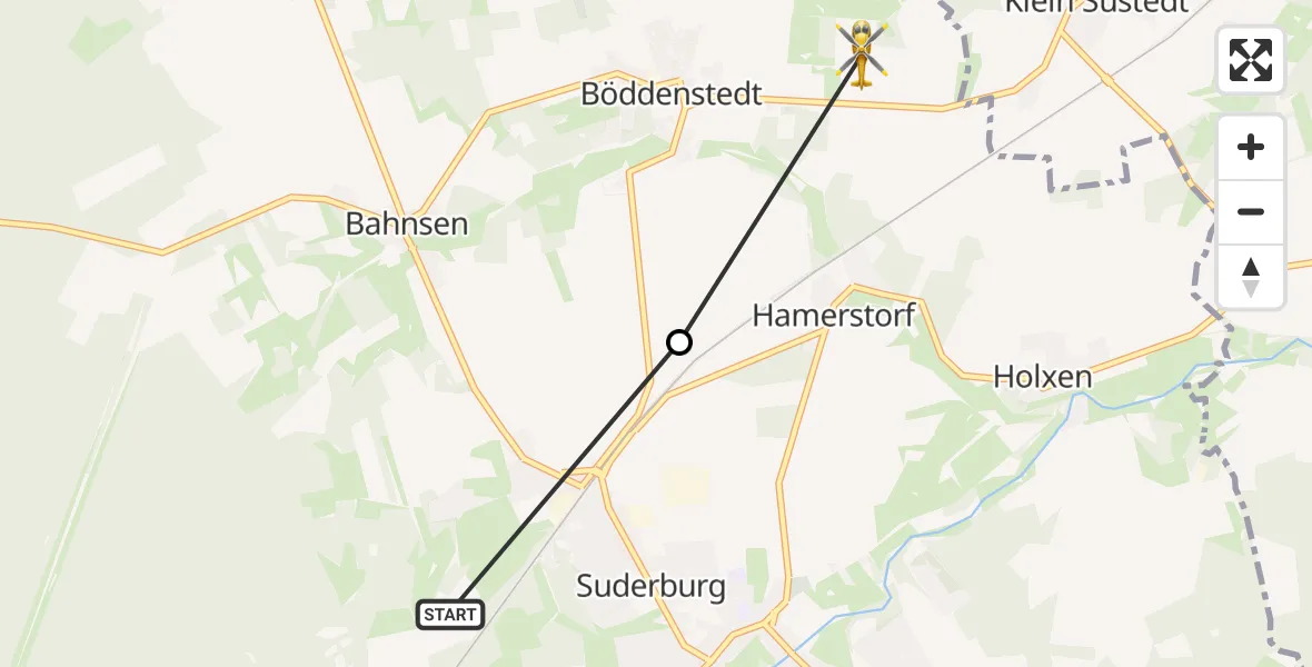 Flugroute Rettungshubschrauber Suderburg - Böddenstedt, 25 Februar 2026, 09:38