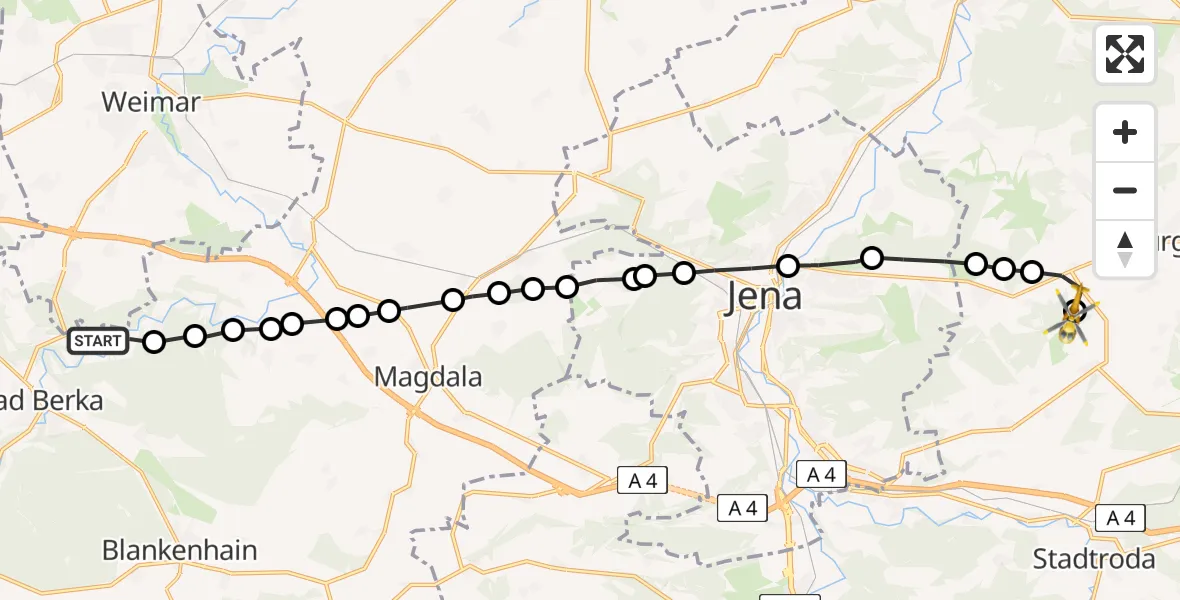 Routekaart van de vlucht: Rettungshubschrauber nach Zinna, Flugplatz