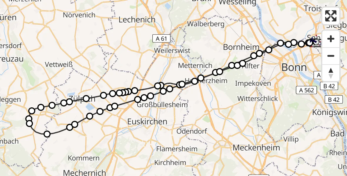 Flugroute Polizeihubschrauber Sankt Augustin - Sankt Augustin, 25 Februar 2026, 11:44