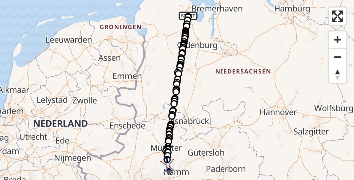 Routekaart van de vlucht: Polizeihubschrauber nach Ascheberg, Arup-Aruper Riege
