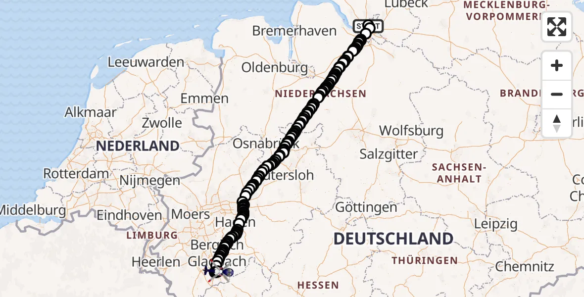 Flugroute Polizeihubschrauber Hamburg Helmut Schmidt Airport - Sankt Augustin, 25 Februar 2026, 12:50
