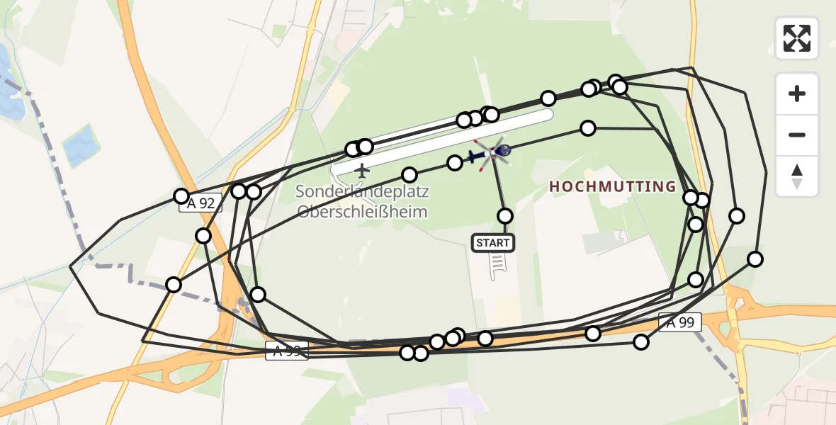Routekaart van de vlucht: Polizeihubschrauber nach Oberschleissheim Heliport