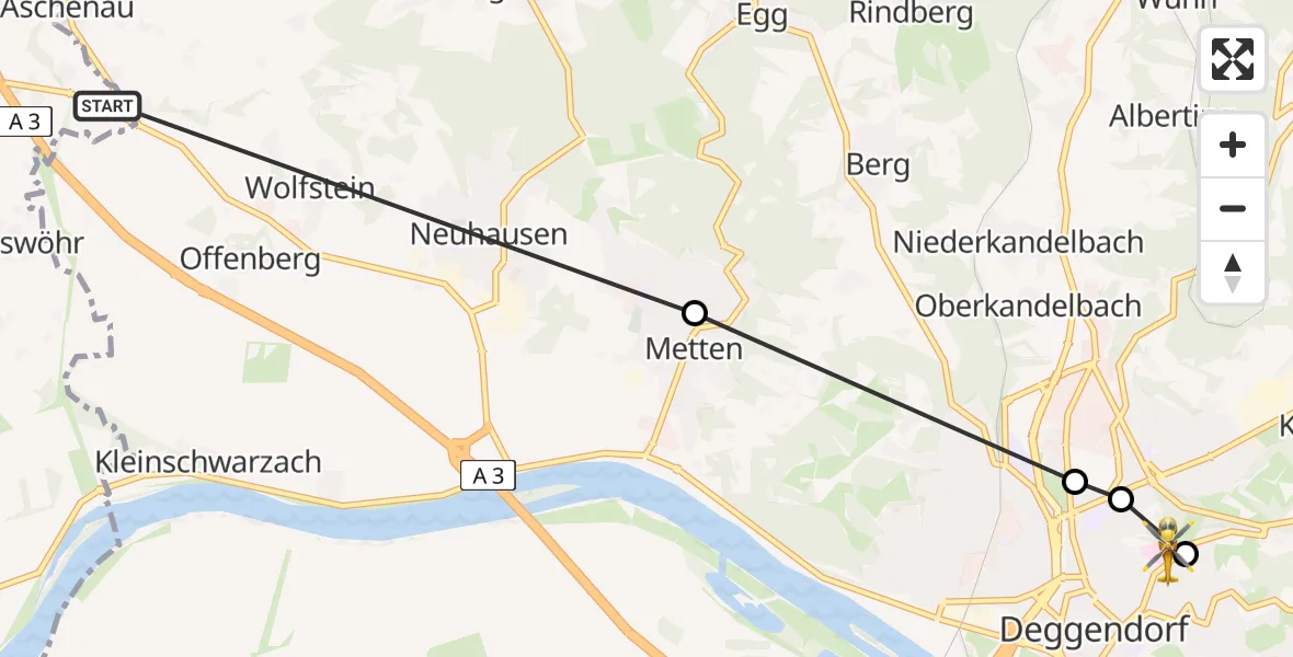 Flugroute Rettungshubschrauber Niederwinkling - Kleinfilling, 25 Februar 2026, 13:57