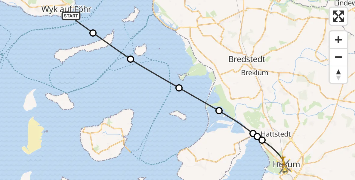 Routekaart van de vlucht: Rettungshubschrauber nach Husum, Ferdinand-Tönnies-Straße