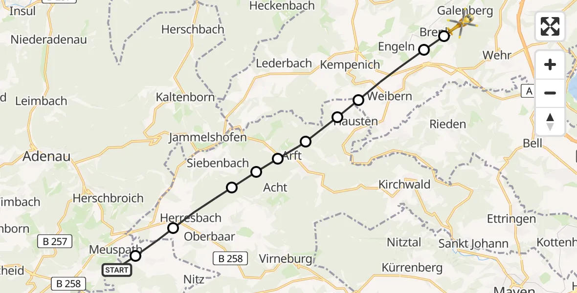 Routekaart van de vlucht: Ambulanzhubschrauber nach Galenberg, Ackerstraße