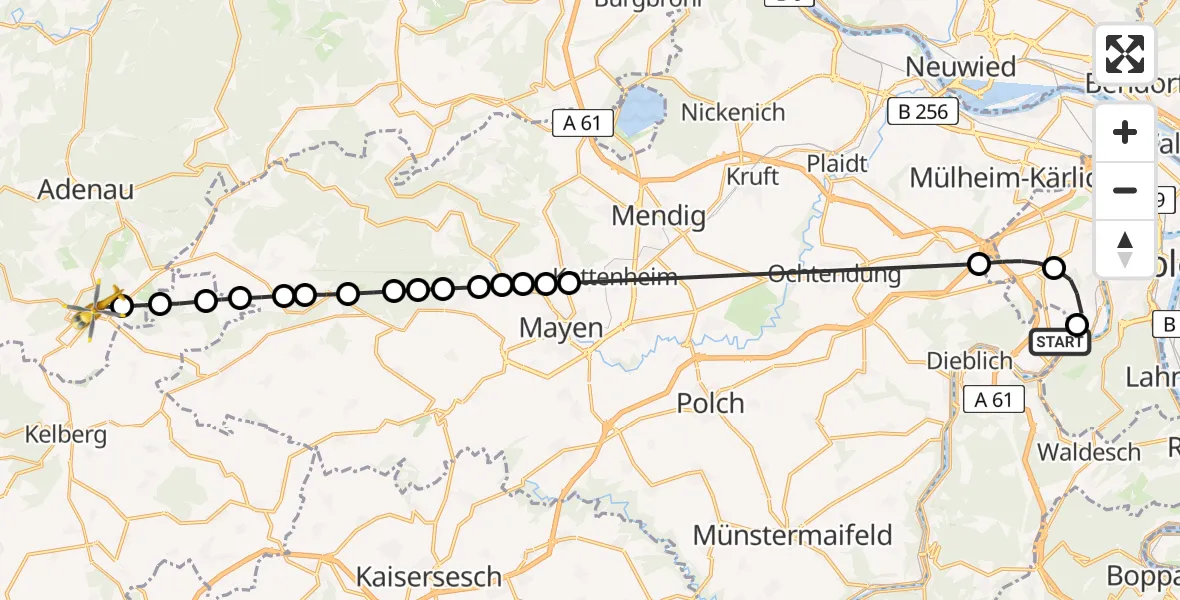 Routekaart van de vlucht: Ambulanzhubschrauber nach Nürburg, K 73
