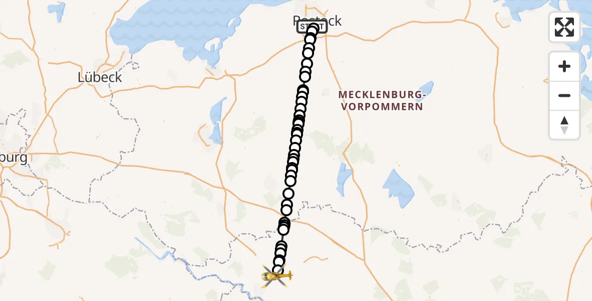 Flugroute Rettungshubschrauber Ortsbeirat 12 : Südstadt - Perleberg, 25 Februar 2026, 16:46